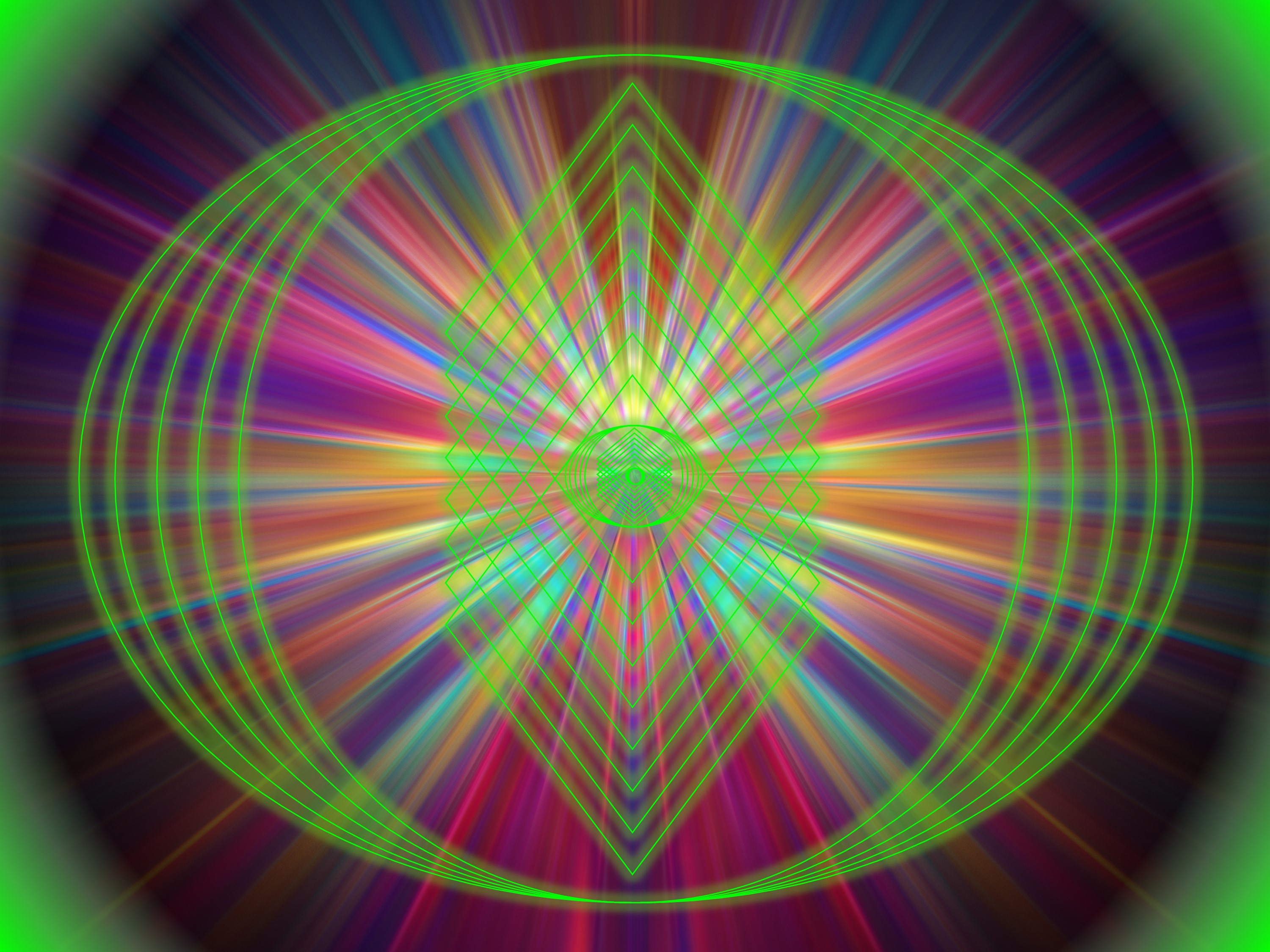 Health/Well Being Light Code — a sacred geometric image of radiant light patterns